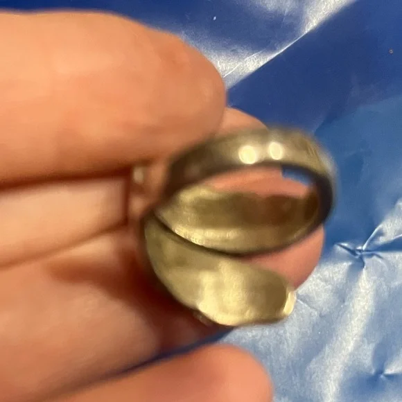 Silver Zuni Native artisan inlaid turquoise coral adjustable pinky ring Vintage